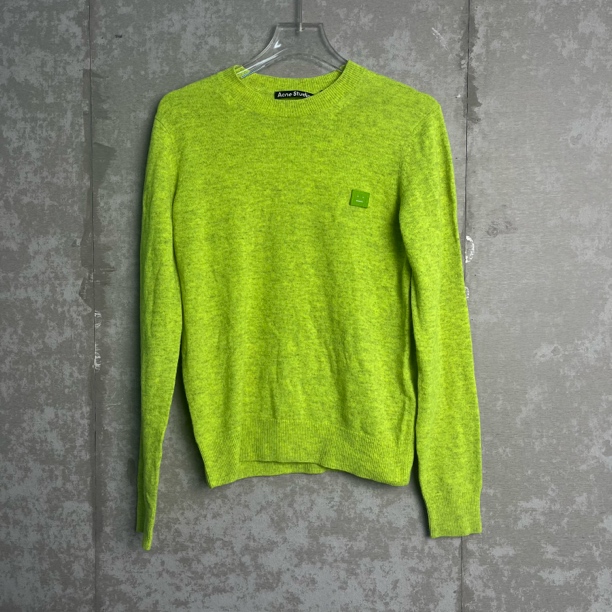 未使用 AcneStudios XS*1/荧光绿纯羊毛毛衣/18227/JP