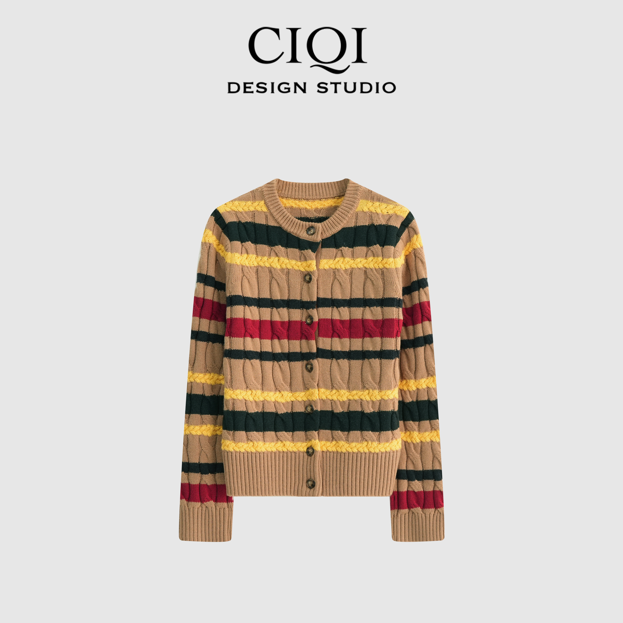 【奢品专属】【街头主角】秋冬圆领长袖针织刺绣毛衣开衫DY251049