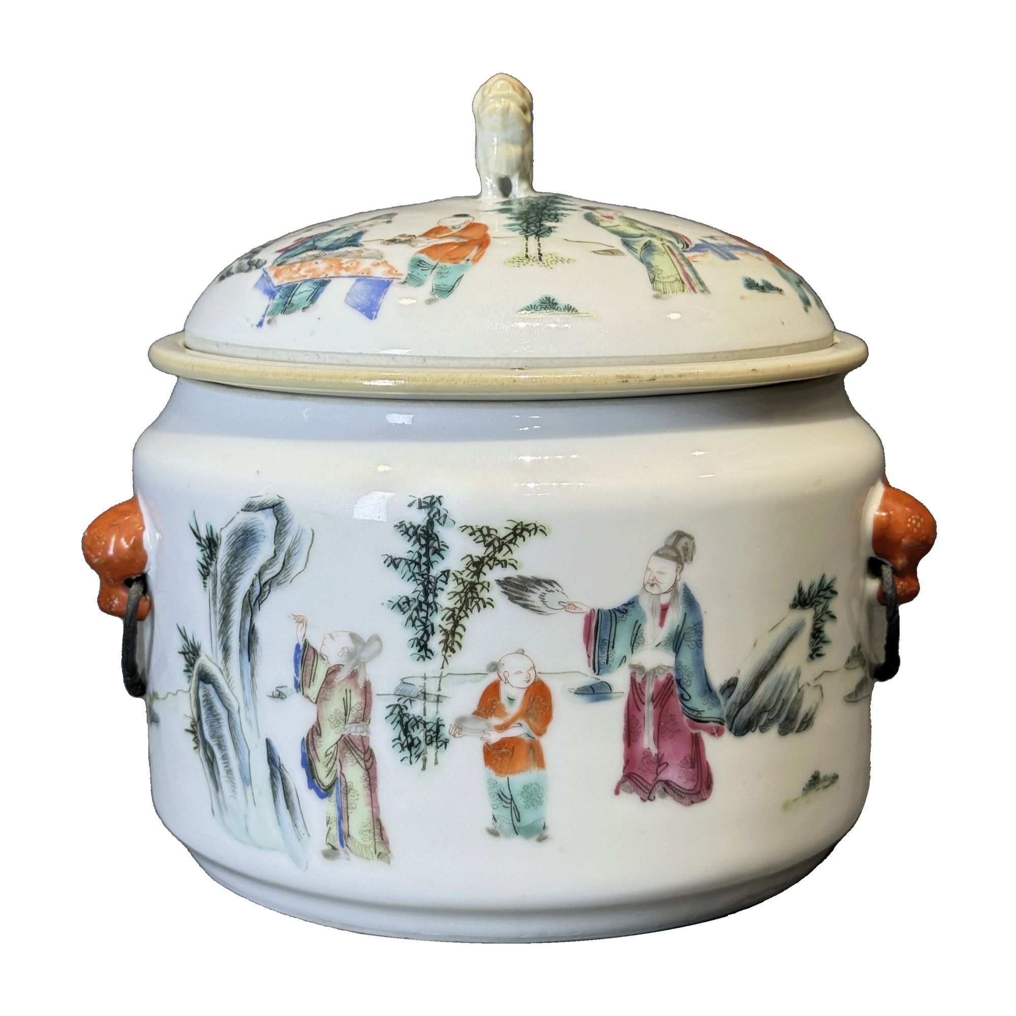 25153813t粉彩竹林七贤纹温锅