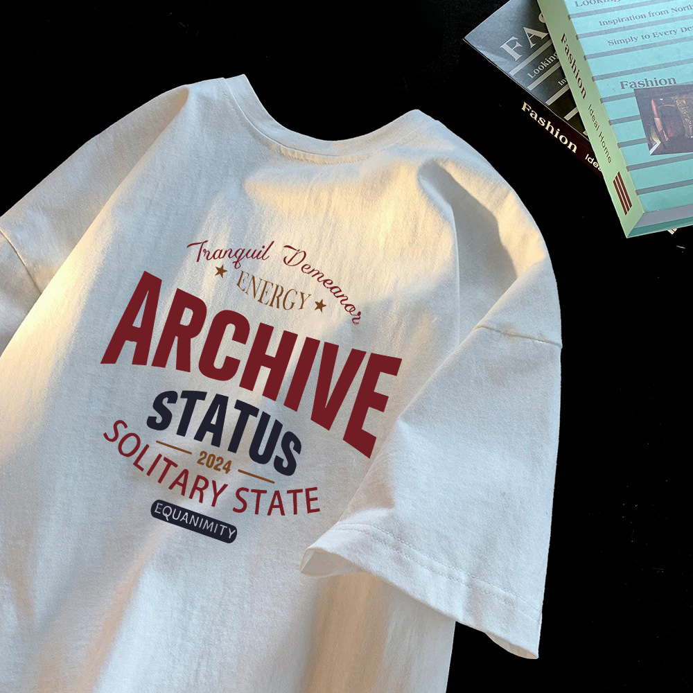 重磅纯棉短袖-ARCHIVE  男女潮牌宽松百搭圆领上衣潮流          