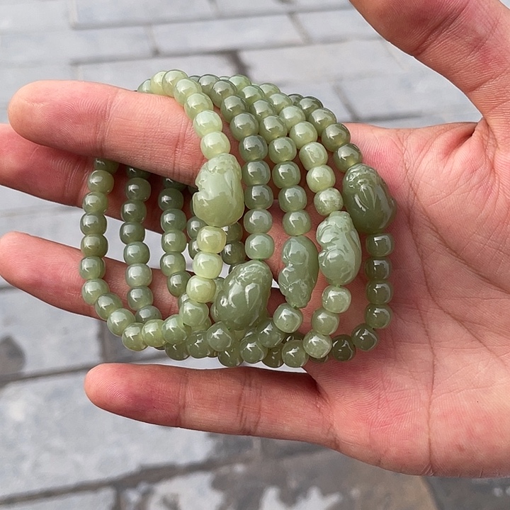 和田玉手镯未镶嵌高品质青黄口手串卡7多样性发货拍一发一