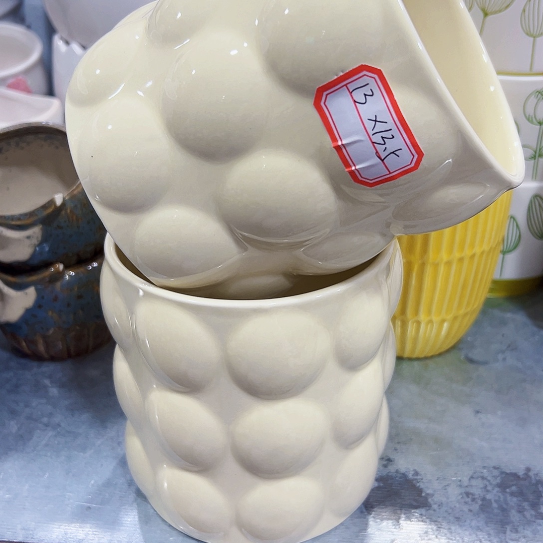 有孔外贸尾单陶瓷花盆凑单10米包邮