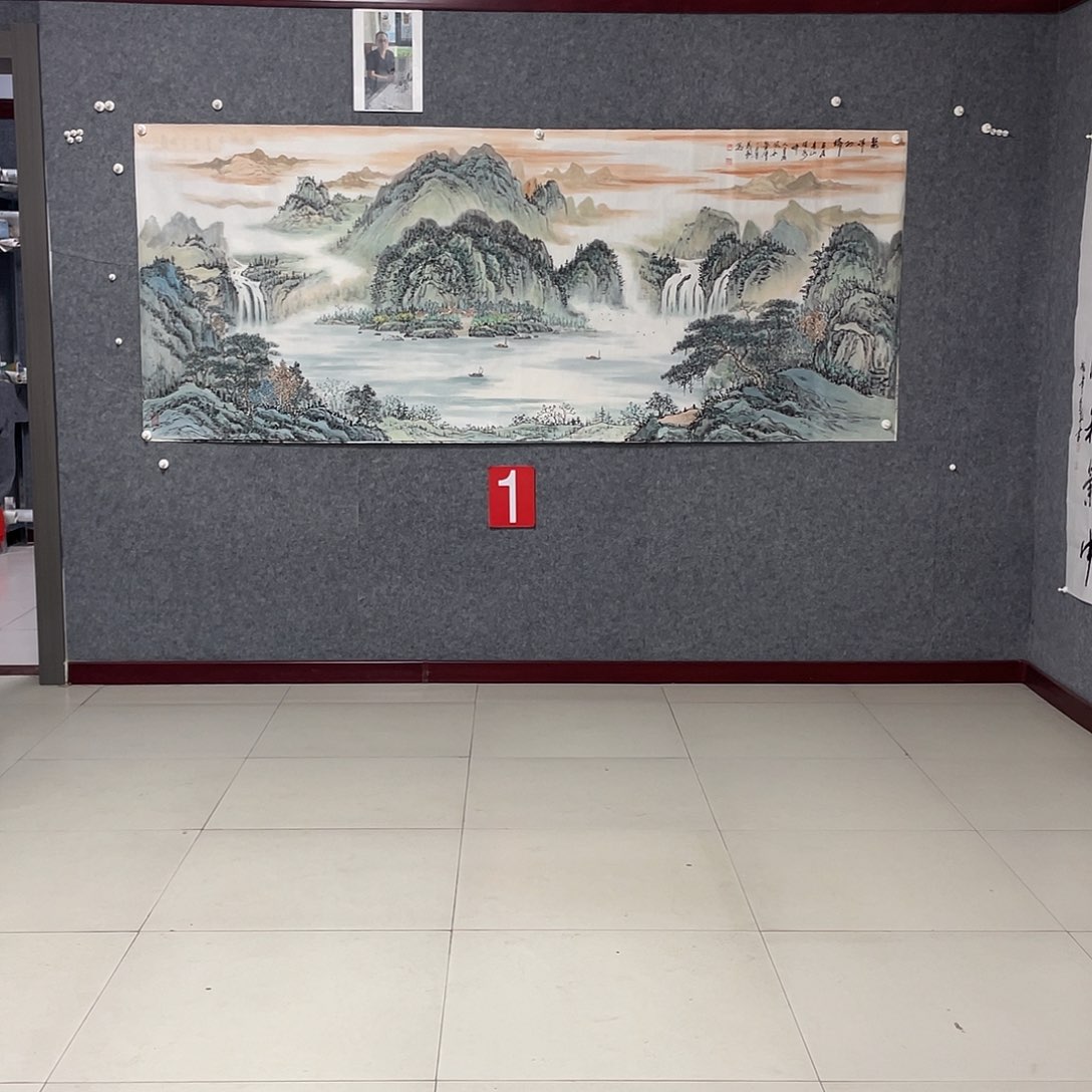 国画总****功小八尺画芯作品