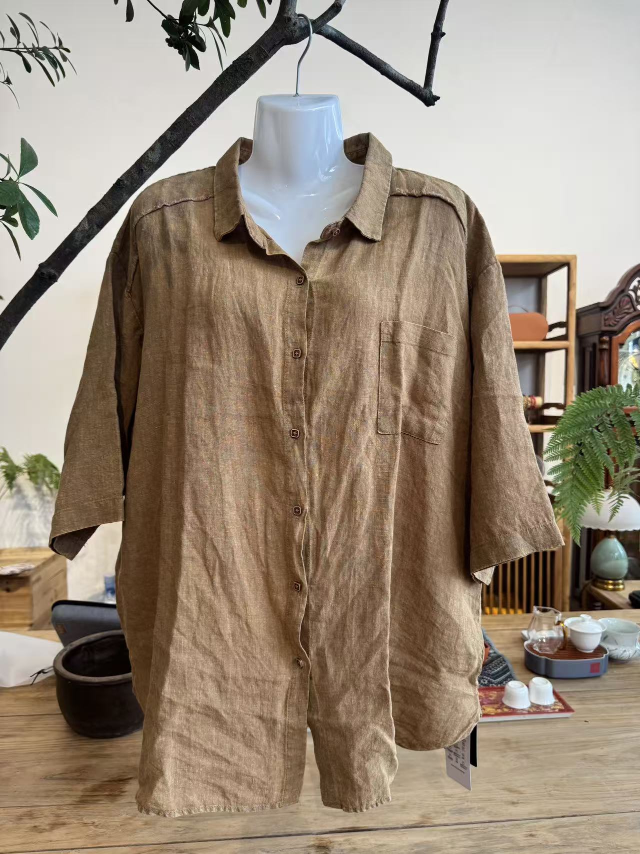 亚麻衬衣衬衫休闲