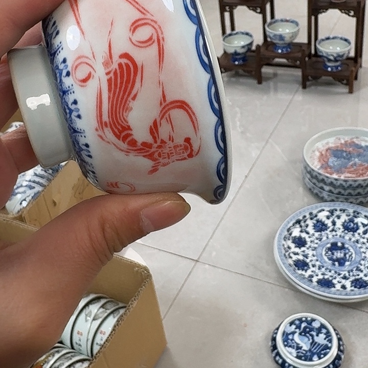 瓷片敦煌飞天大压手杯景德镇