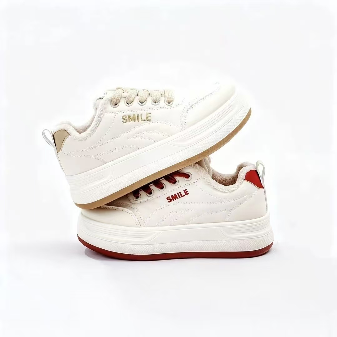 2026新款加绒保暖厚底休闲小白鞋6688