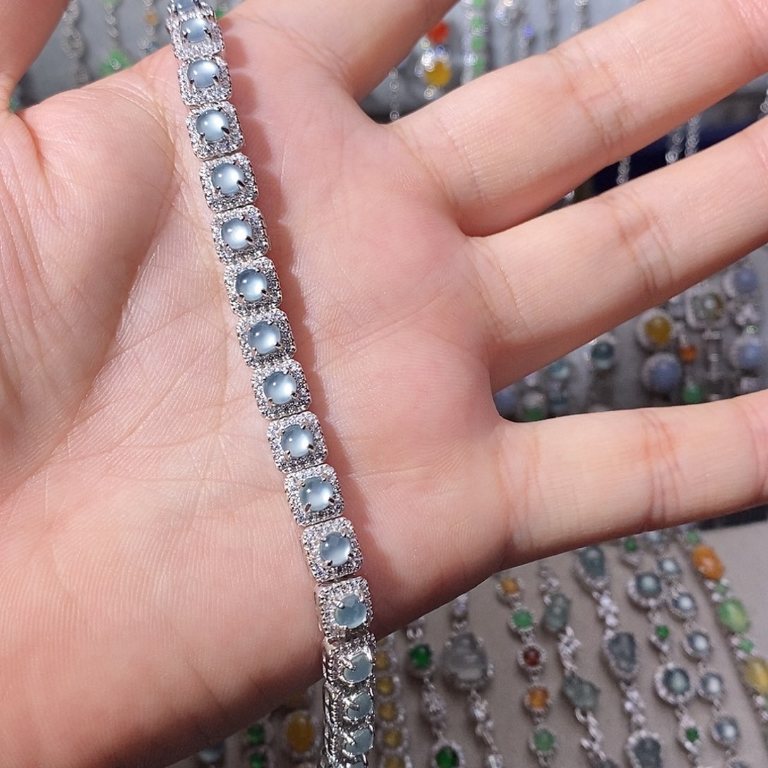 翡翠银S925镶嵌手链