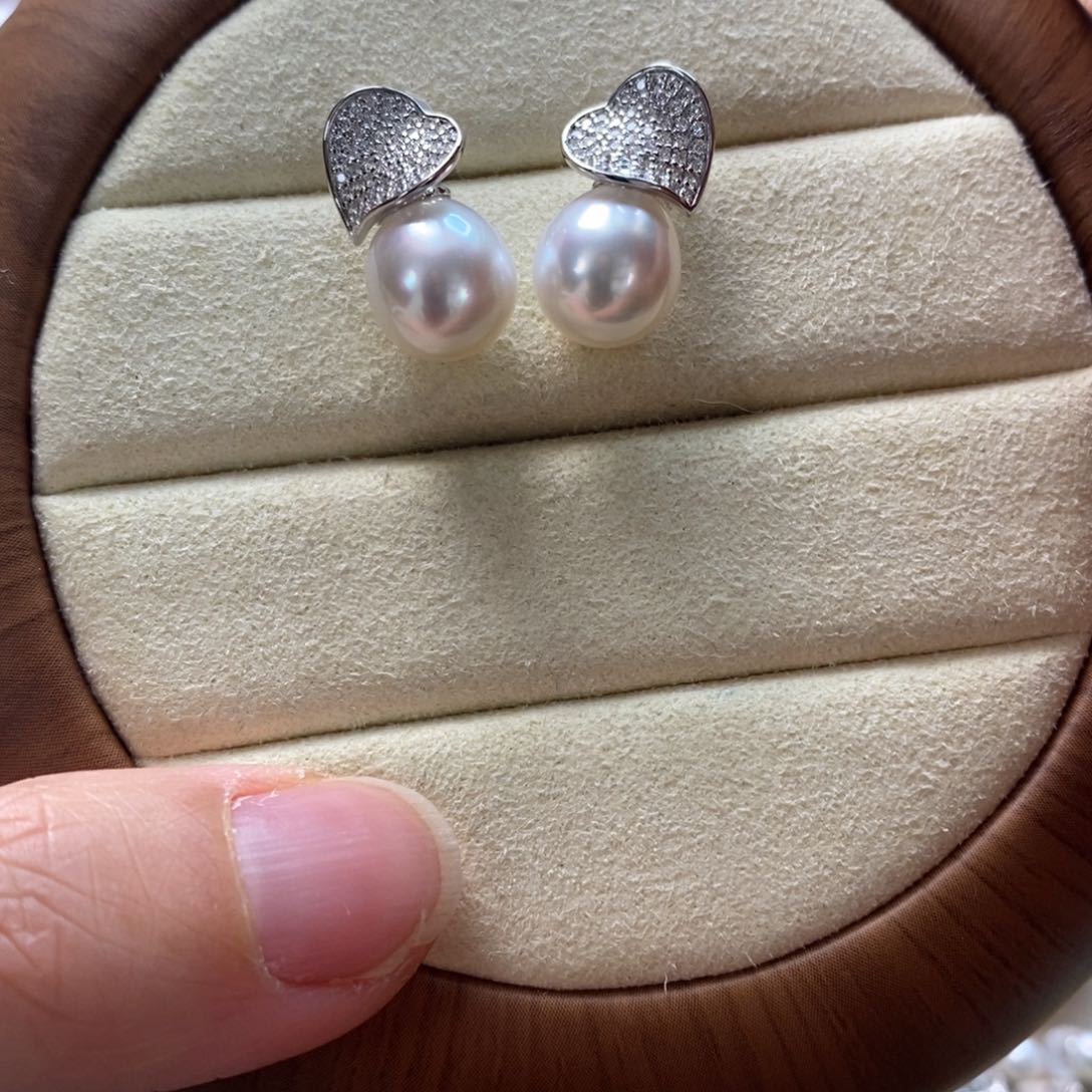 海水珍珠耳饰银S925镶嵌