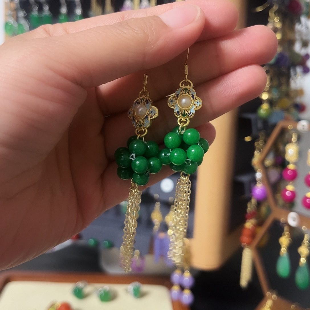 锆石纯铜925银耳饰