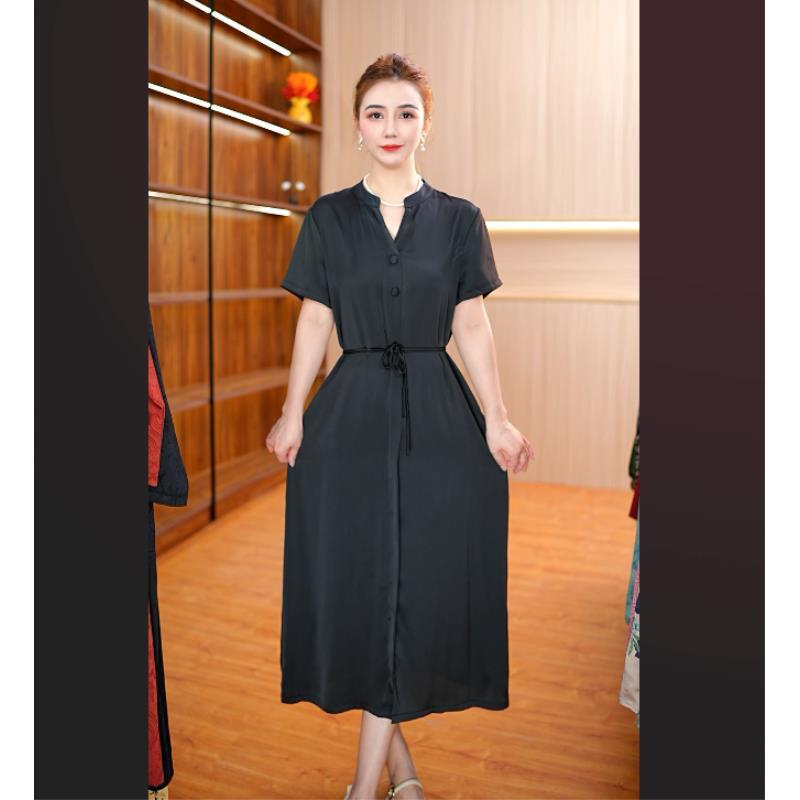 23-27-18黑）新款纯色气质连衣裙
