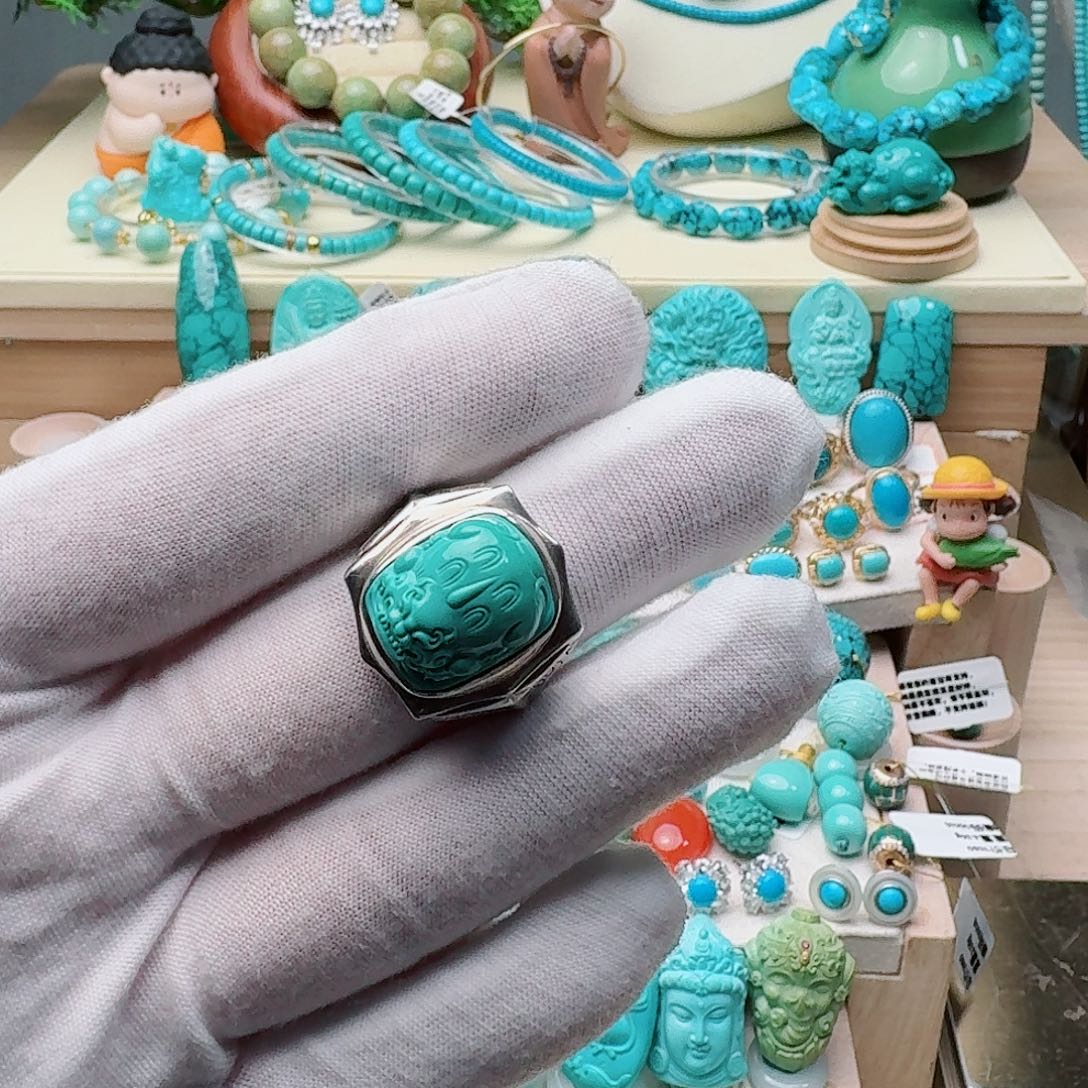 绿松石银S925镶嵌戒指