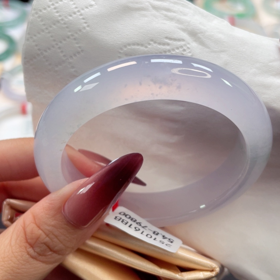 未镶嵌手镯翡翠8号54.8宽版冰粉炸光飘雪花