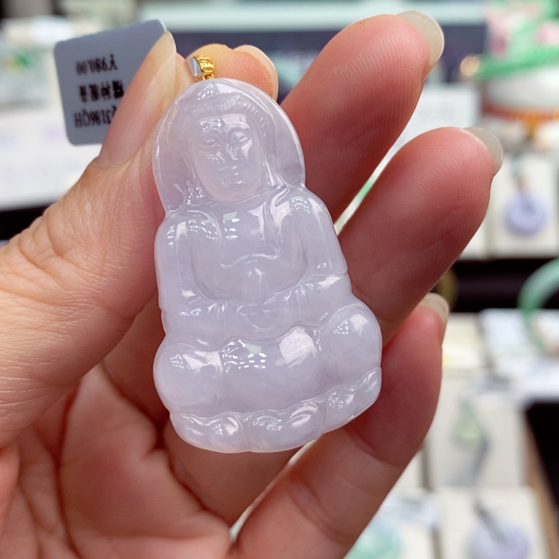 翡翠颈饰18K金镶嵌观音