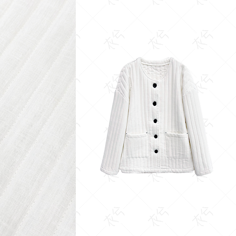 (衣兮汉麻绗缝棉服外套)88226秋冬韩系圆领压条廓形设计感棉服W