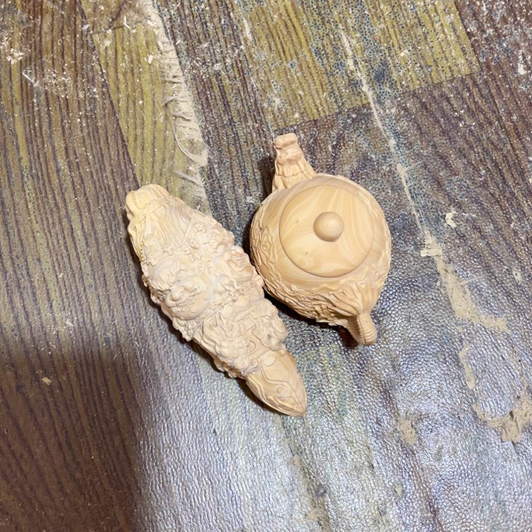 流***华木小叶黄杨木手把件2个有瑕