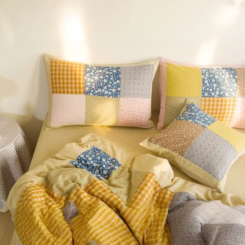 【有品居家】2025春秋新款纯棉手工拼接百福枕套一对可机洗