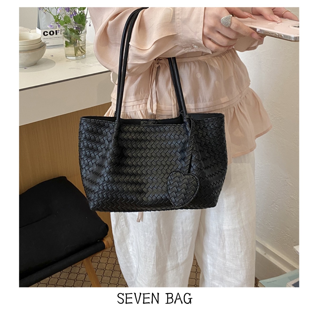 SEVEN BAG 小众高级风编织质感子母包2026款菜篮子托特包