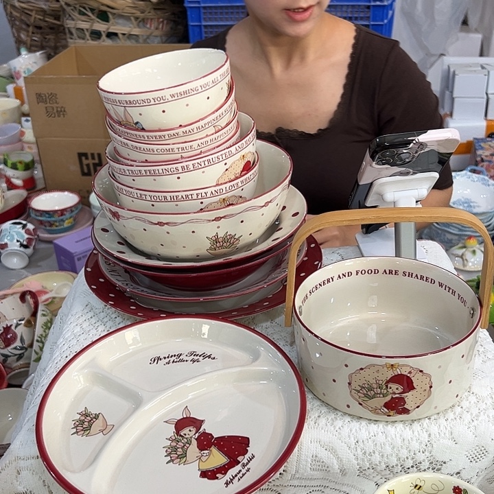 瓷潮州陶瓷工厂微瑕13件套