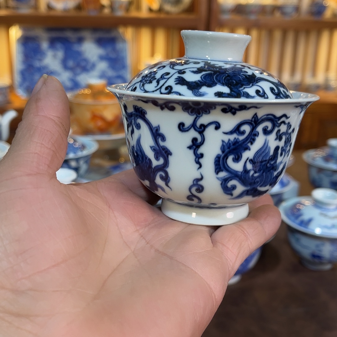 錡镇堂手工手绘盖碗