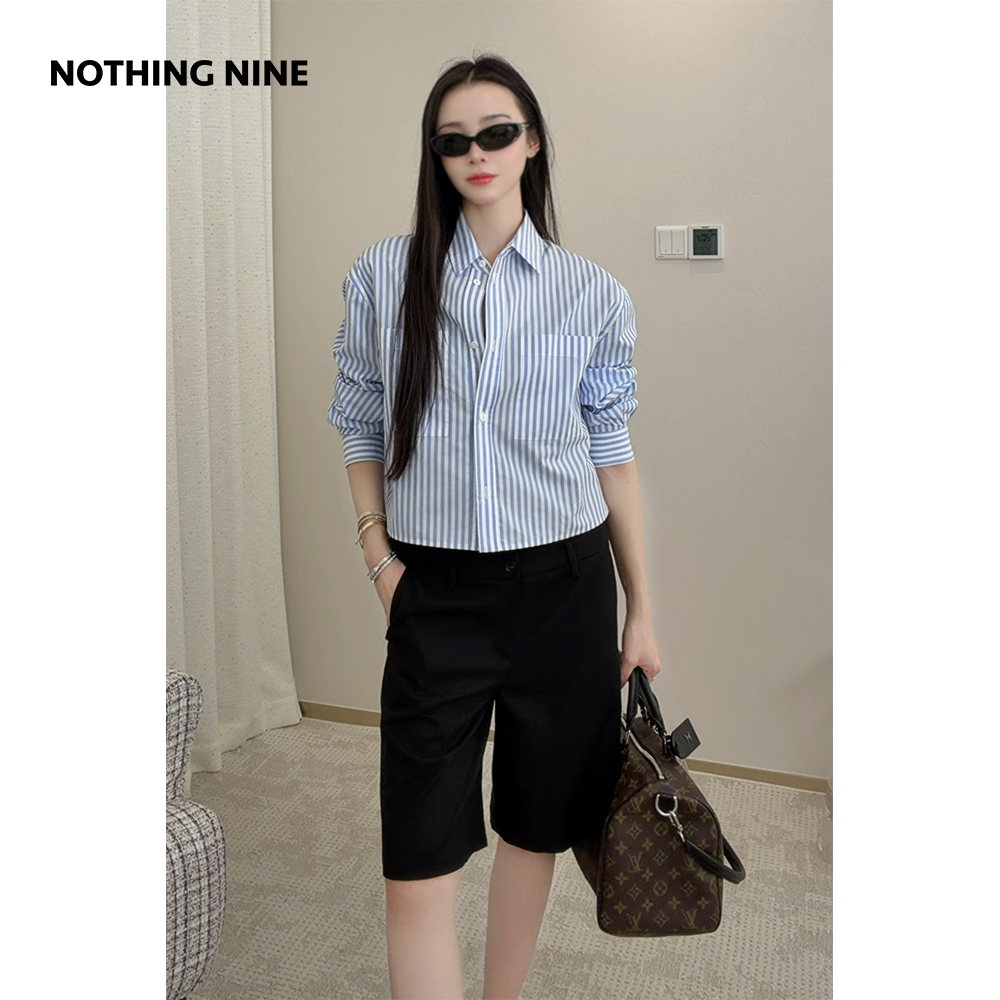 NOTHING NINE 黑狐 意大利进口含羊毛西装女装短裤
