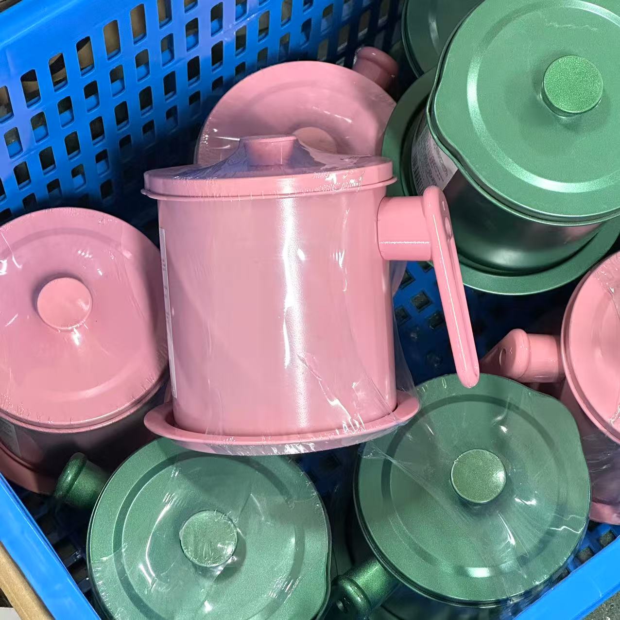 彩色壶身1.4L合金款带过滤网带把手盖装厨房储滤油不挑款