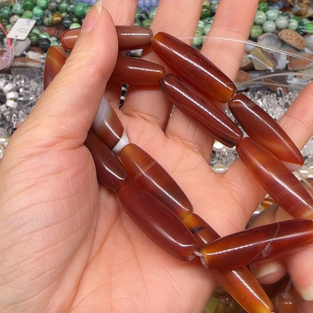 玛瑙/玉髓合金珠宝半成品老料红玛瑙8-28mm一条