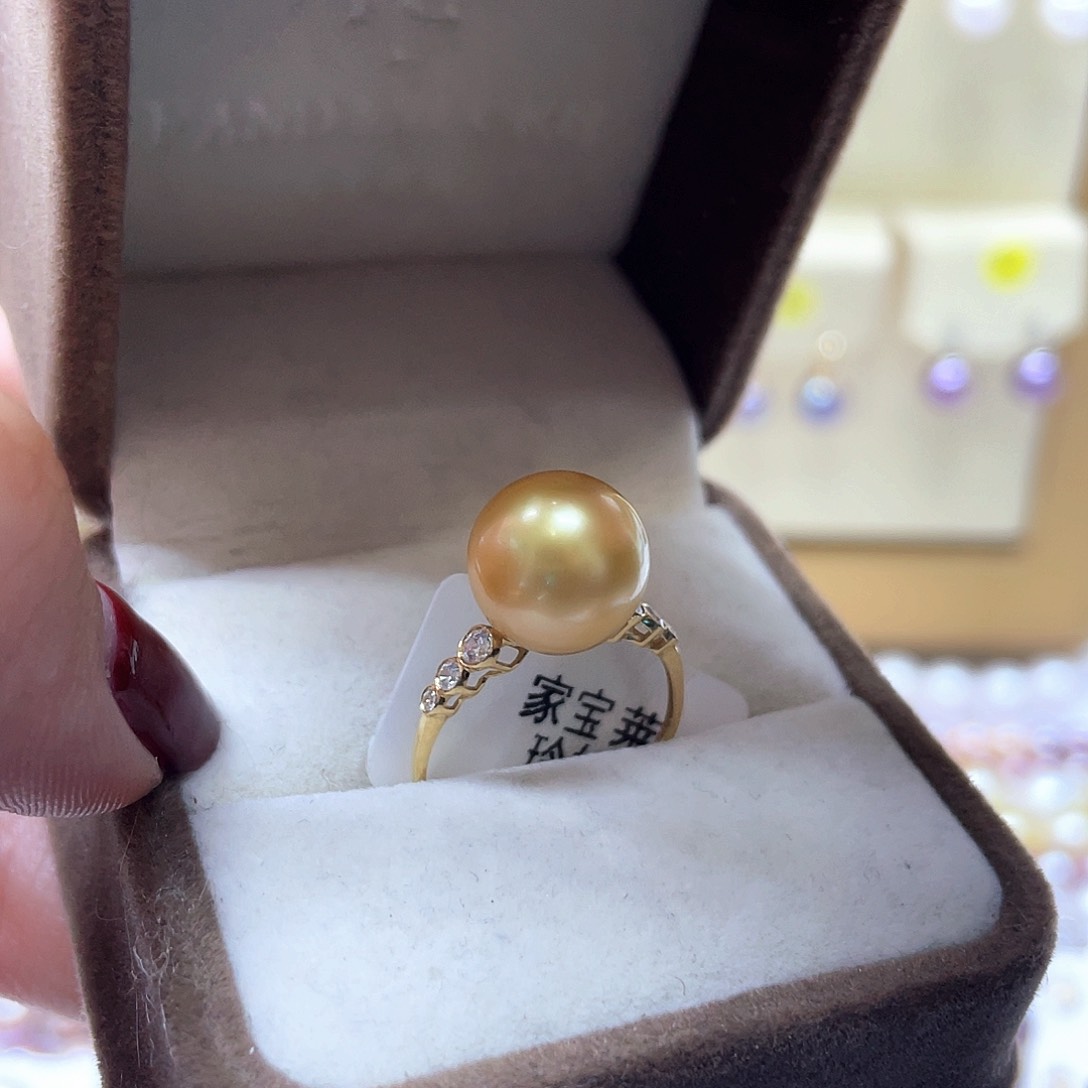 海水珍珠戒指18K金镶嵌