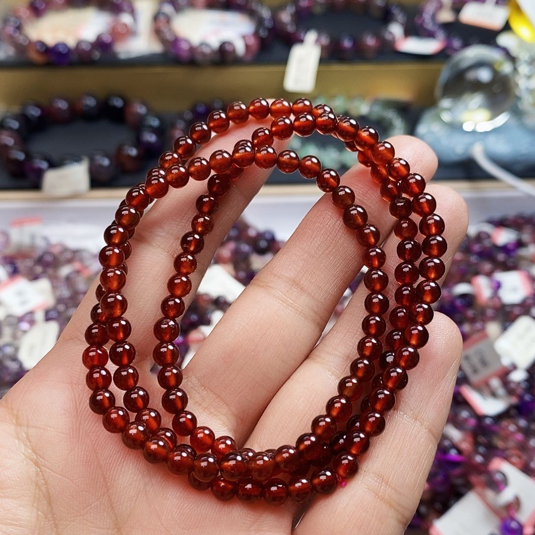 未镶嵌手链水晶石榴石多圈4m+