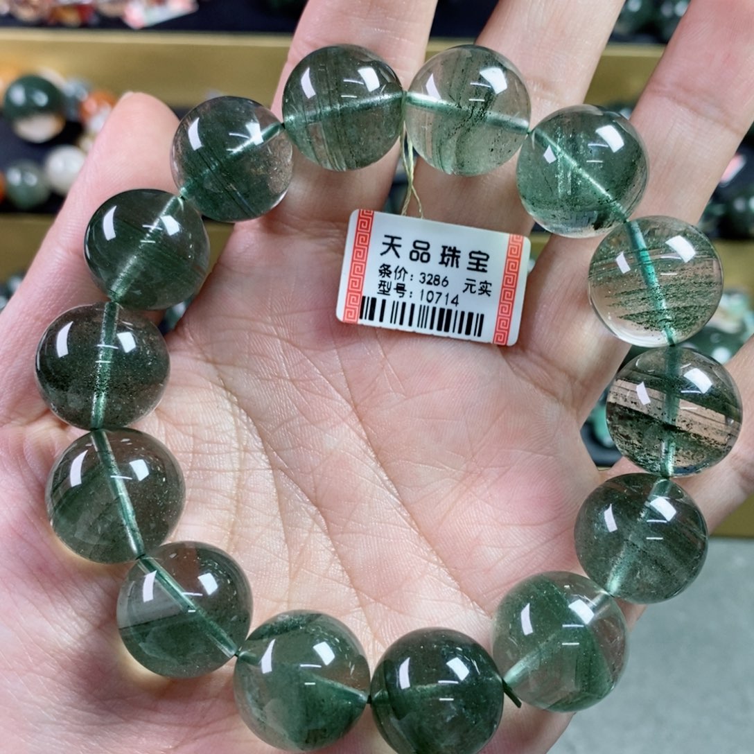 水晶手串未镶嵌绿幽灵10714