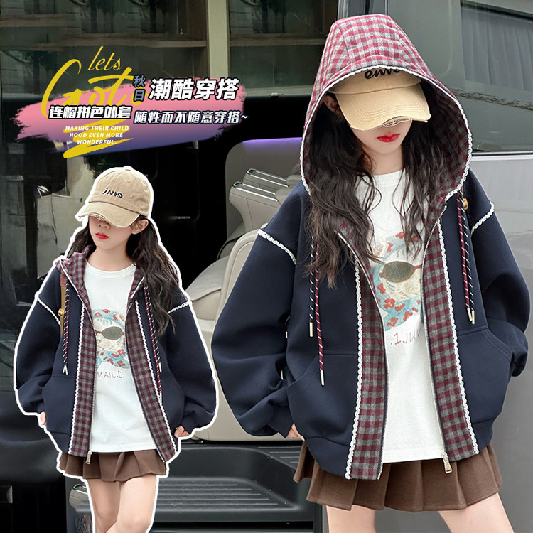 女童加厚外套秋冬新款中大童夹棉棒球服初中生韩版洋气休闲衫冬装