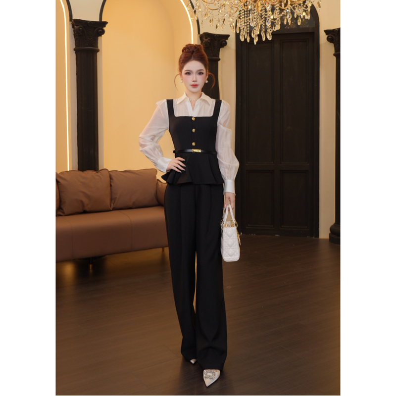 【温迪专属】A-040休闲衬衫复古显瘦女长袖纯色撞色假两件气质G1048