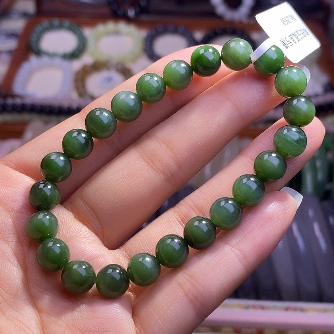 颈饰未镶嵌和田玉碧玉猫眼手链8m