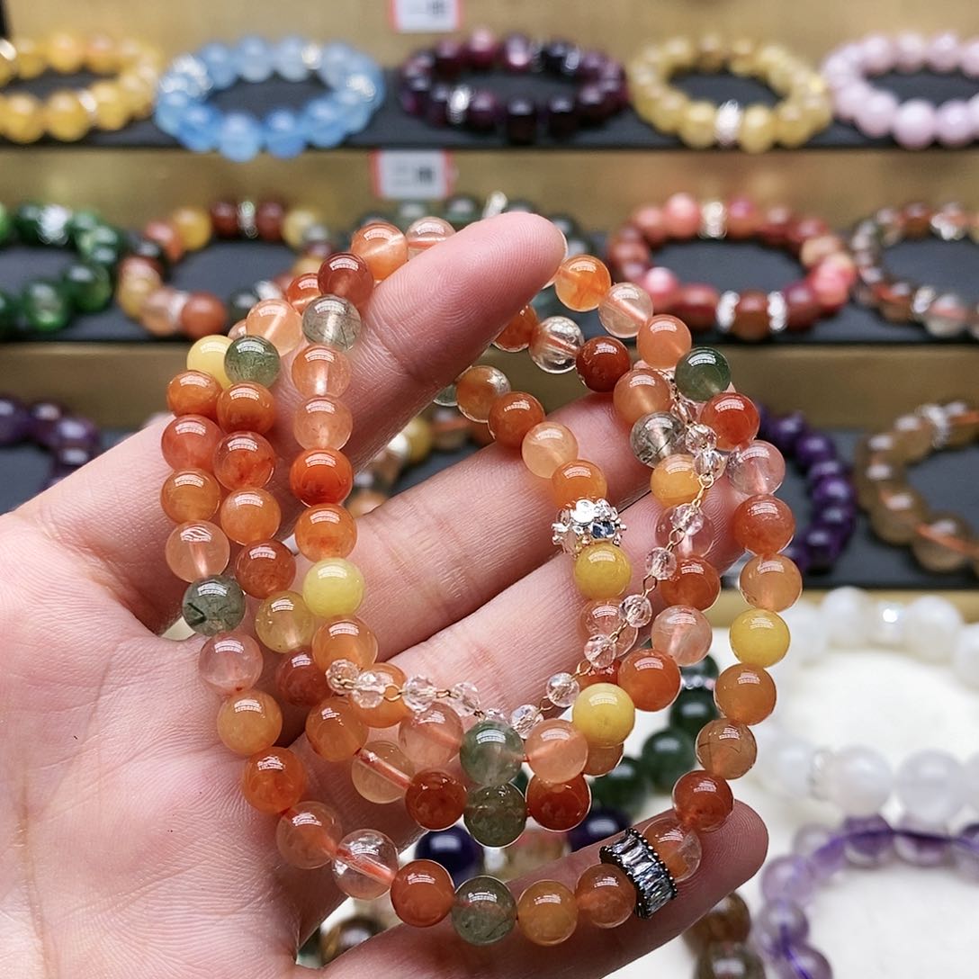 水晶手链未镶嵌彩兔毛