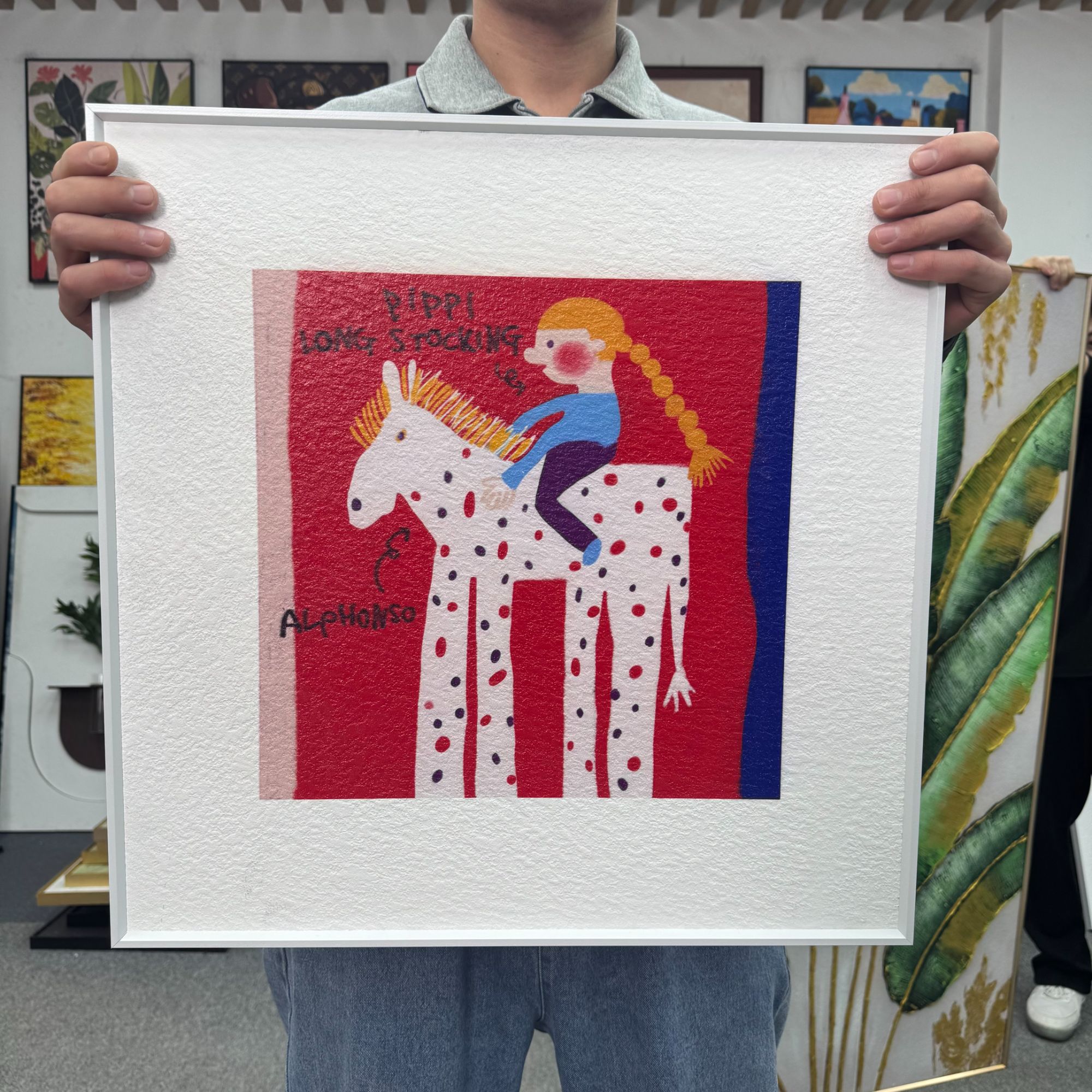 抽象多巴胺骑马女孩卧室装饰画餐厅卧室挂画小众装饰画5050