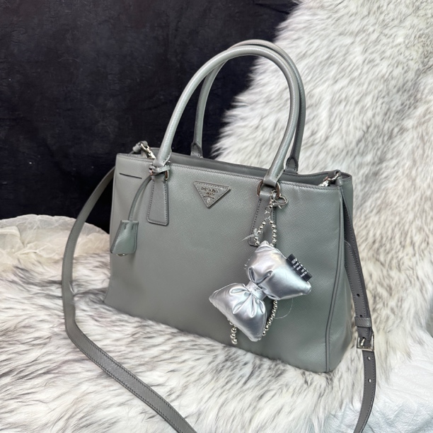 95新 Prada/普拉达 灰色杀手托特手提斜挎包