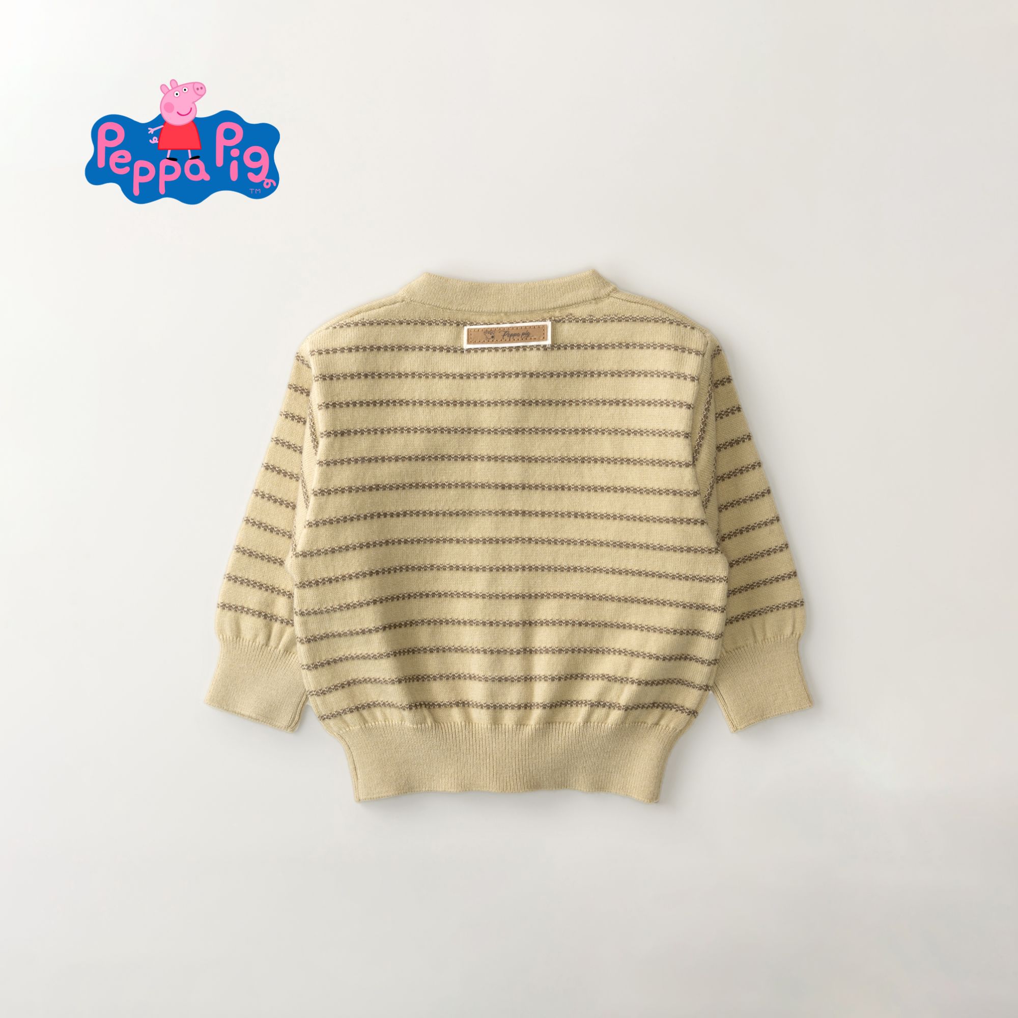 Peppapig/小猪佩奇毛针织衫小香风男女童长袖复古风女条纹外套