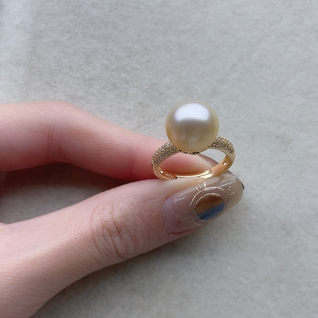 海水珍珠戒指85银S925镶嵌