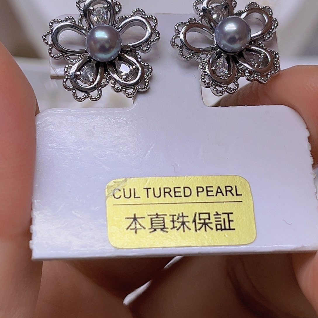 淡水珍珠银S925镶嵌吊坠或者耳钉