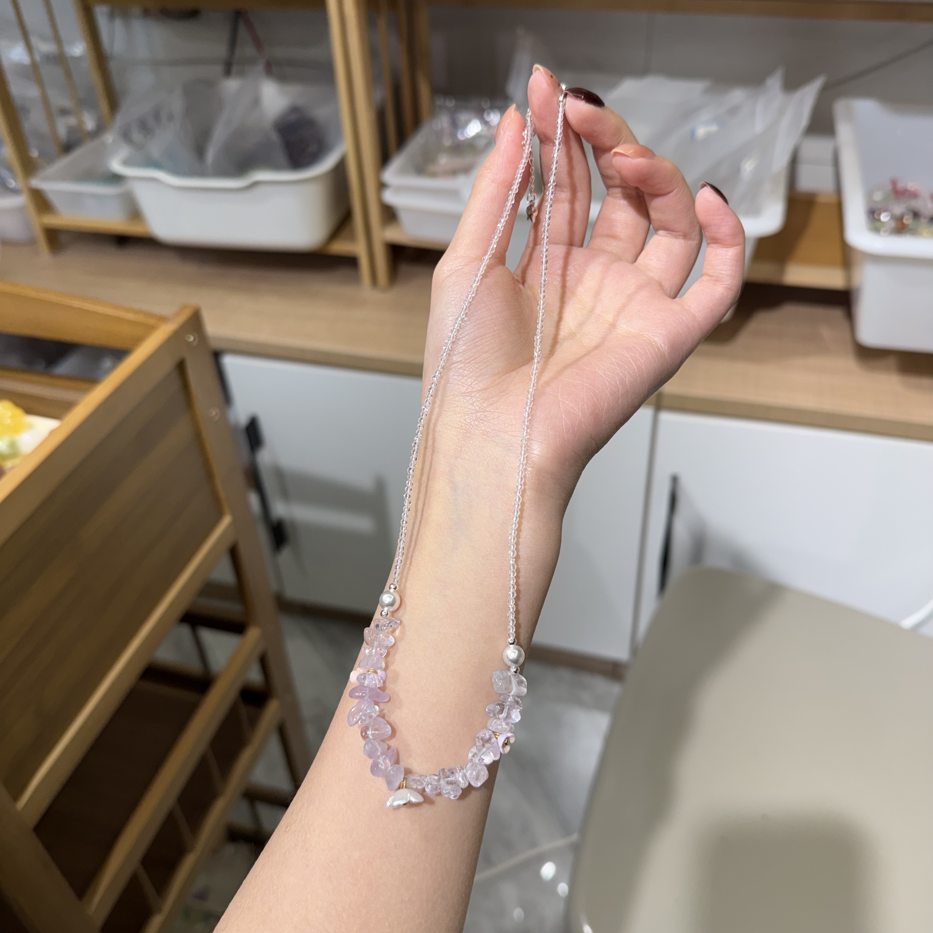 *粉雾星子*天然紫水晶碎石项链  多样性发其一