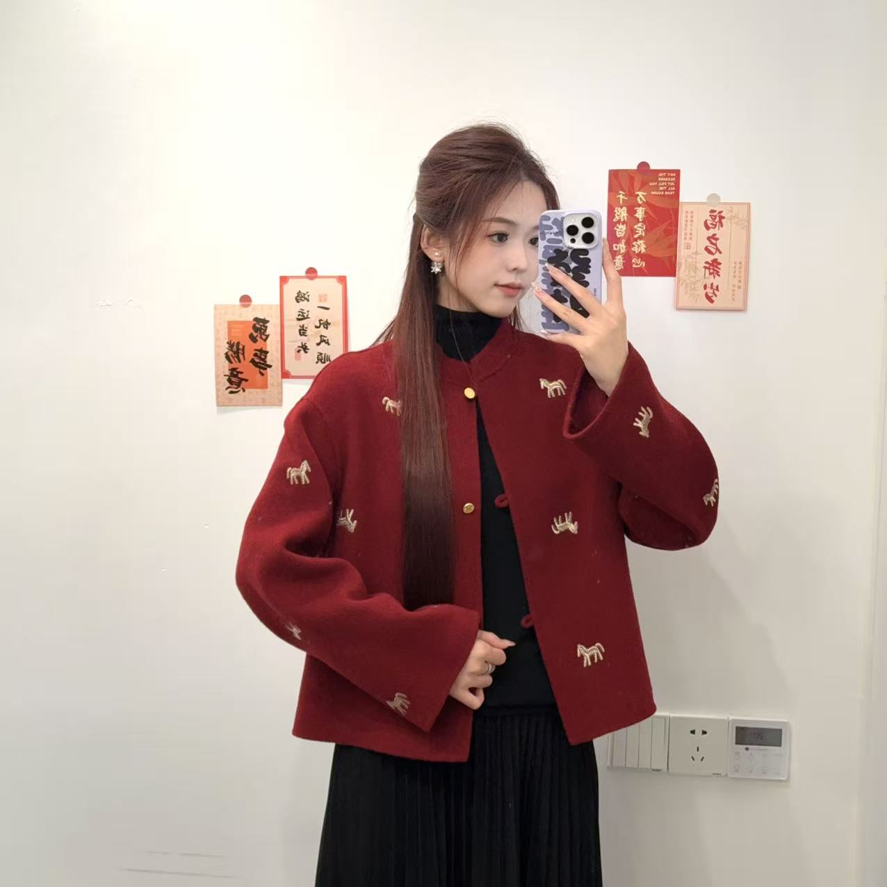 【马到成功】新中式国风百搭气质双面呢大衣外套8.3%山羊绒