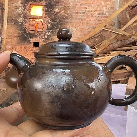 戬谷龙窑柴烧茶壶40