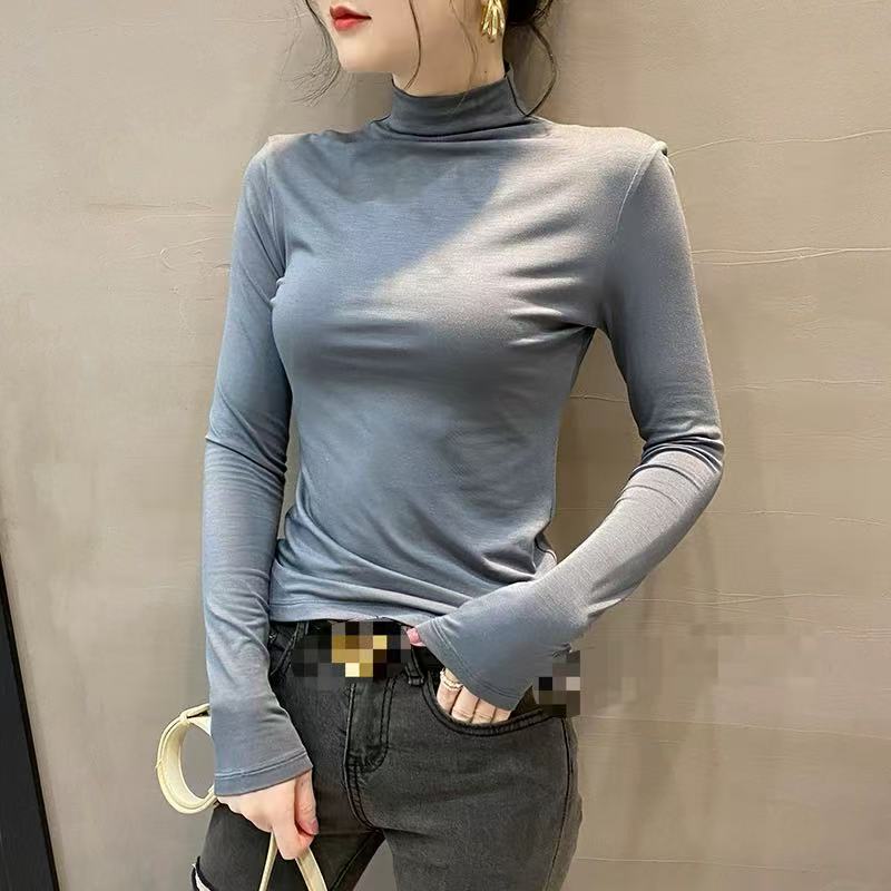 0392 Y775新款春秋冬半高领洋气内搭高级感长袖上衣8211