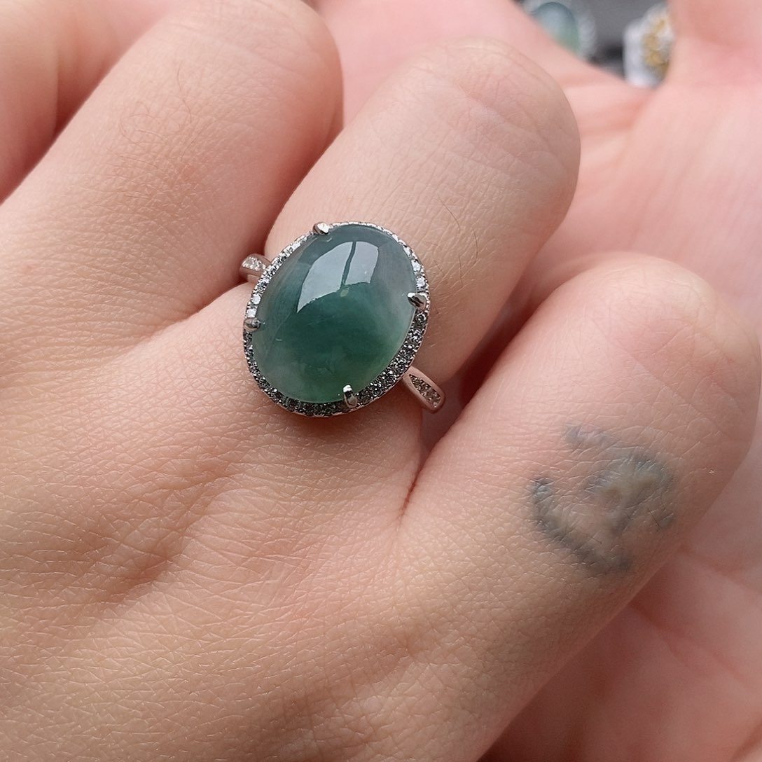 银S925镶嵌戒指翡翠m***夏11