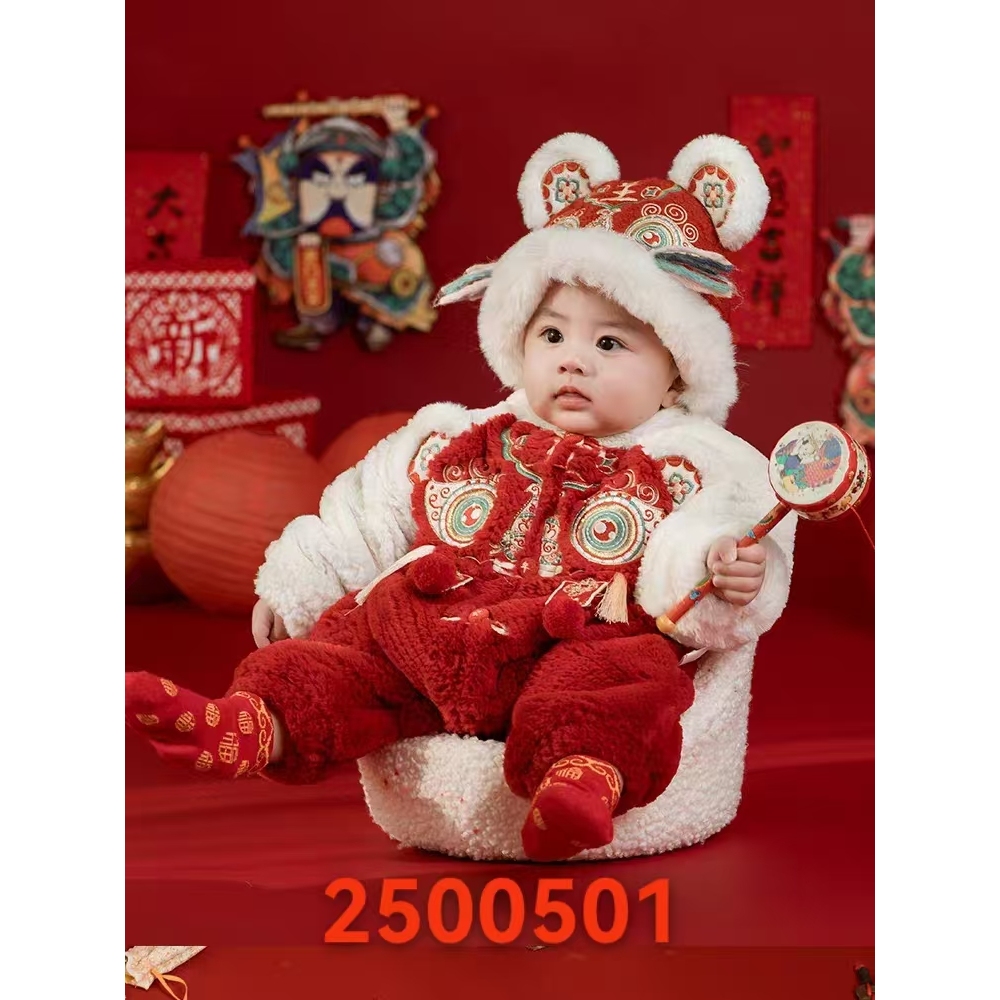 带帽立领拉链绒布厚棉哈衣