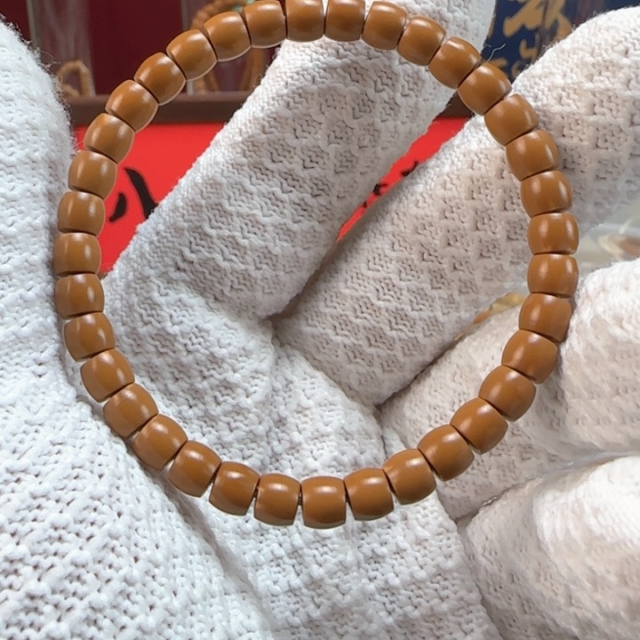 橄榄核手串老挝核尖单圈手串6.3mm微白