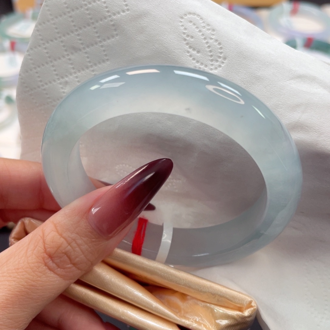 未镶嵌手镯翡翠31号55厚装正冰起光清澈见底冰川蓝