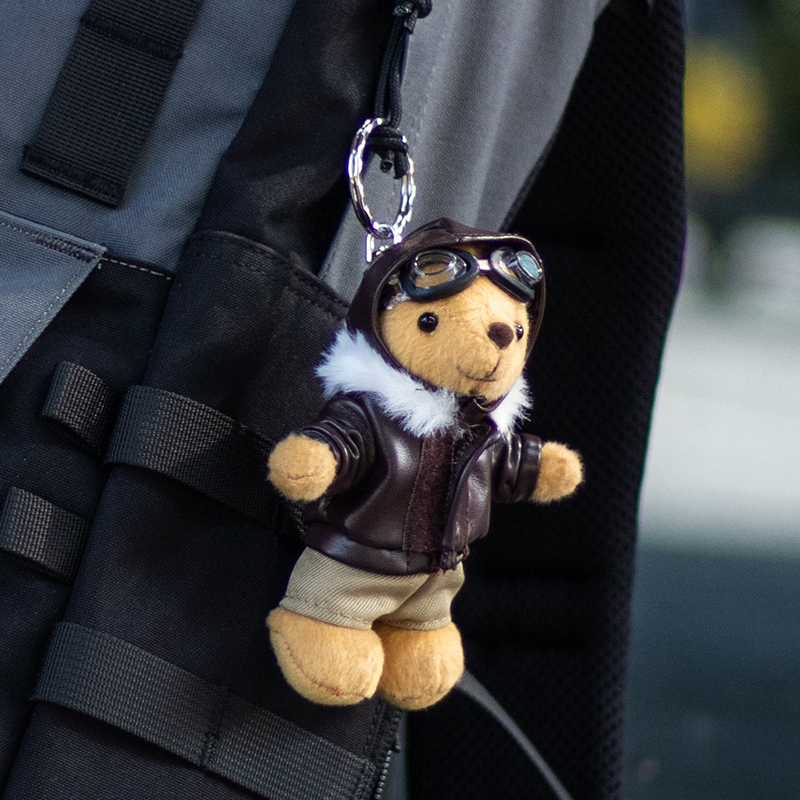 小熊钥匙扣户外背包挂件个性创意飞行员公仔熊挂饰