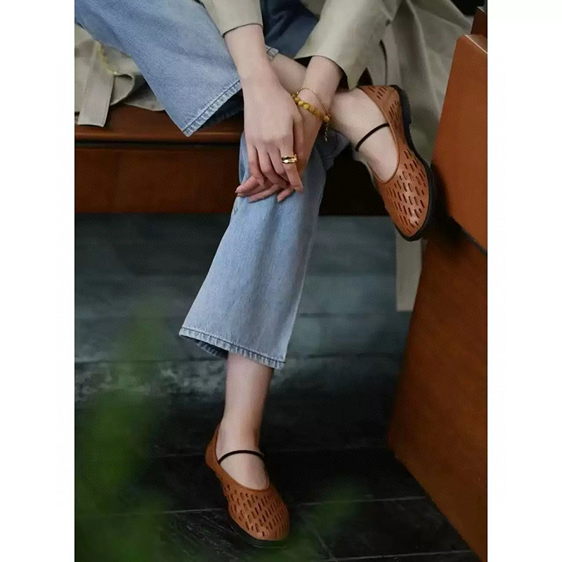 宝丫轻奢  女式复古时髦百搭镂空平底芭蕾舞鞋单鞋K3254