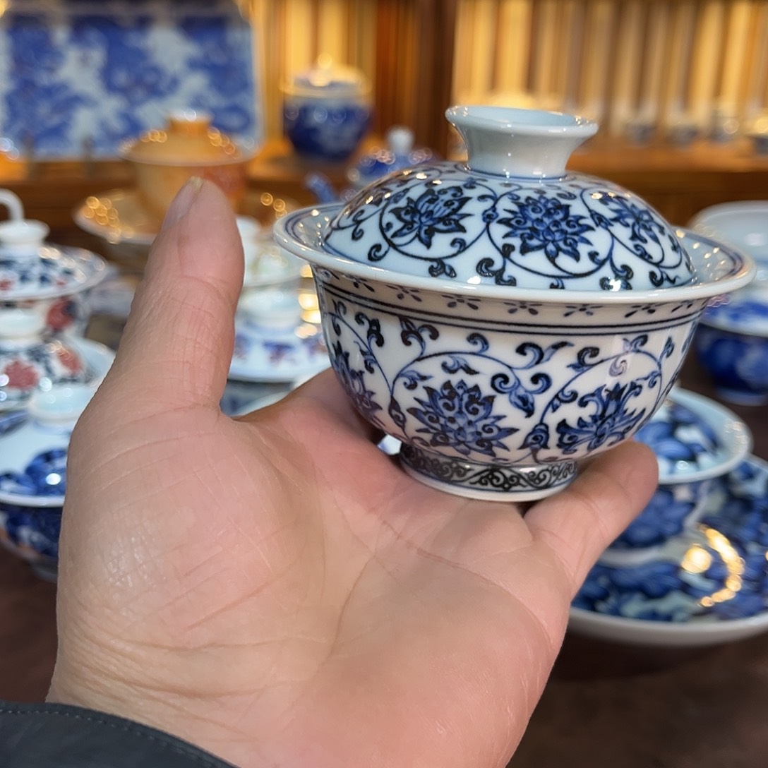 錡镇堂手工手绘盖碗