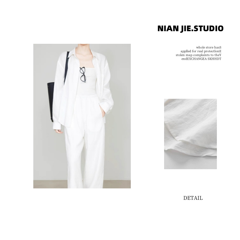 橘子丨进口棉3M高含量黑标女纯白色 竹节纱线夏款长袖透气棉气质